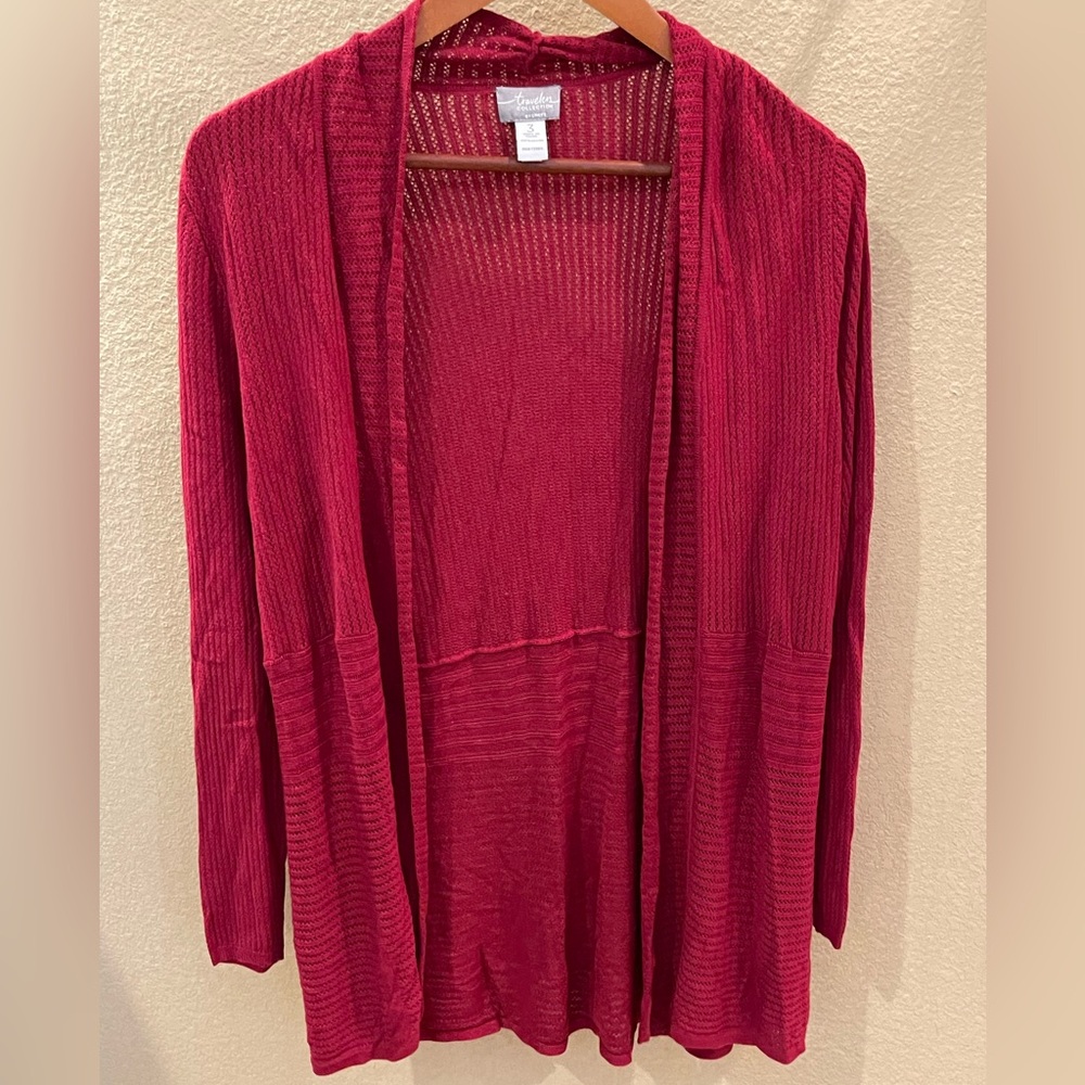 Chico’s Travelers Raspberry Cardigan - Size 3
